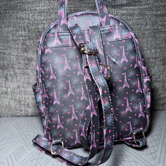Under One Sky  Pink Eiffel Tower With Cute Bow Mini Backpack - Picture 4 of 6
